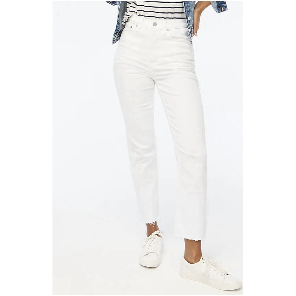 J. Crew Jean Women's Size 35 Stovepipe Straight Leg Stretch White High Waist New